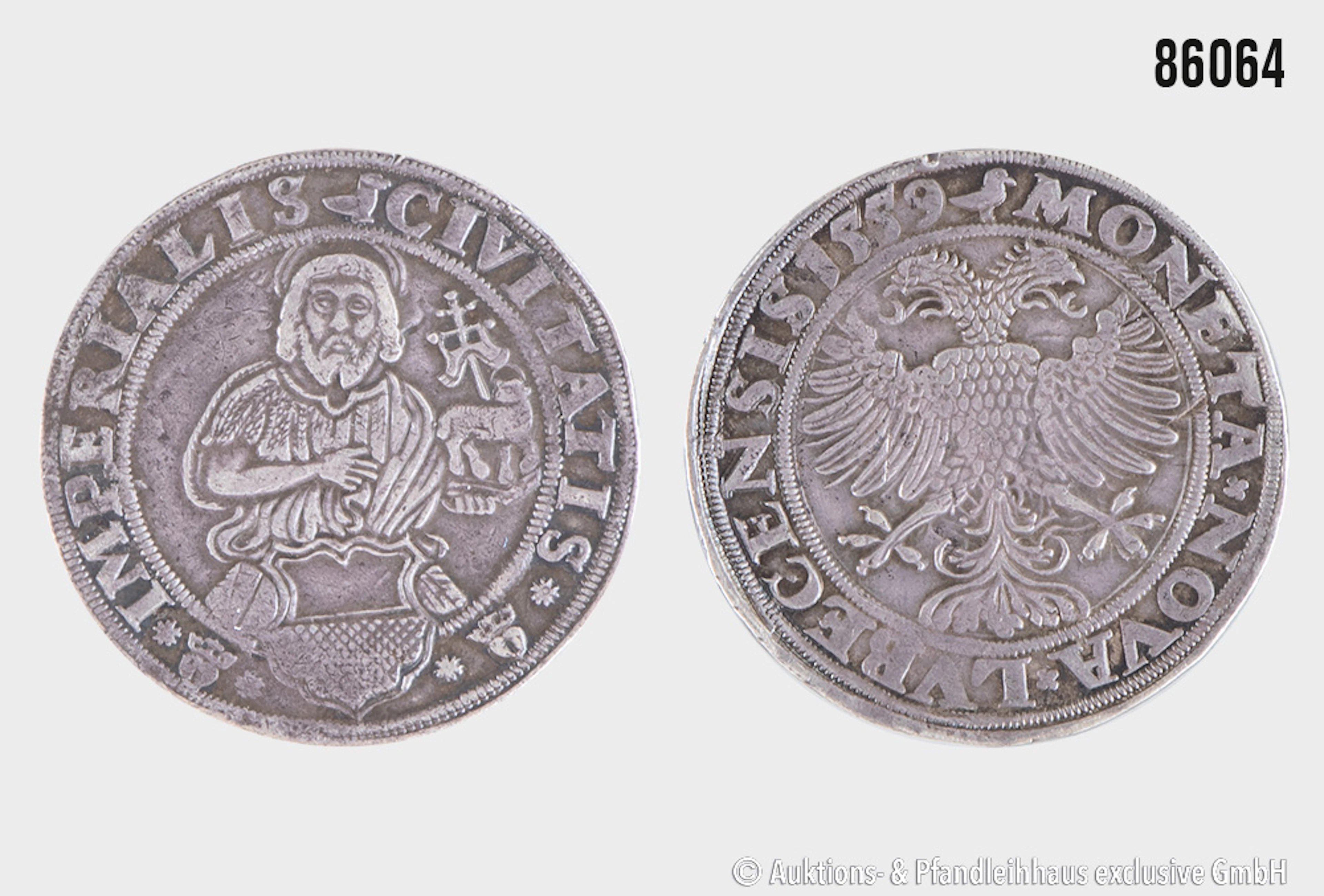 Lübeck Taler 1559, Dickmünzen Gewicht 28,59 g, Dalemann Ente auf ca.