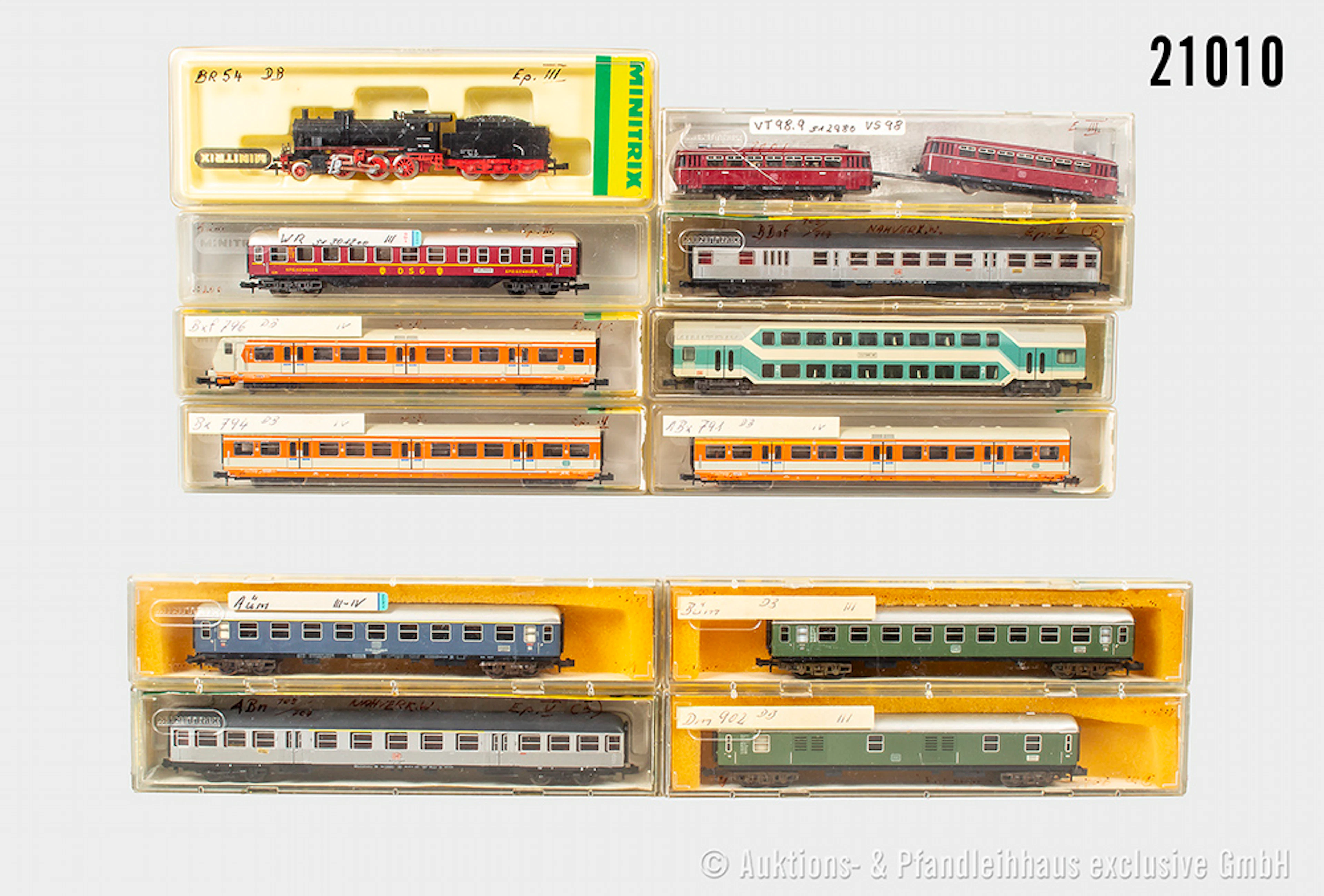 Trix Spur N Personenzug: 2902 Dampflok, DB, BN 54 1556 & 11 Wagen, Z 1-2, OVP