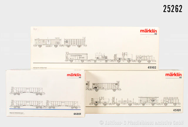 Märklin H0 3x Güterwagen-Sets: 45101, 45102, 46801, Z 1, OVP