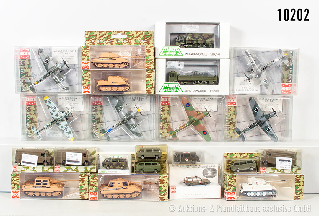 Busch/ Maag Militärmodelle, dabei Panzer, Flugzeuge, Lkw usw., Z 0, OVP