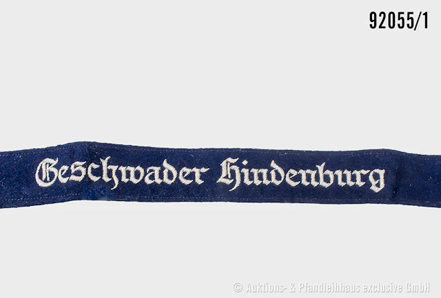 Ärmelband für Offiziere "Geschwader Hindenburg", L ca. 39 cm, guter