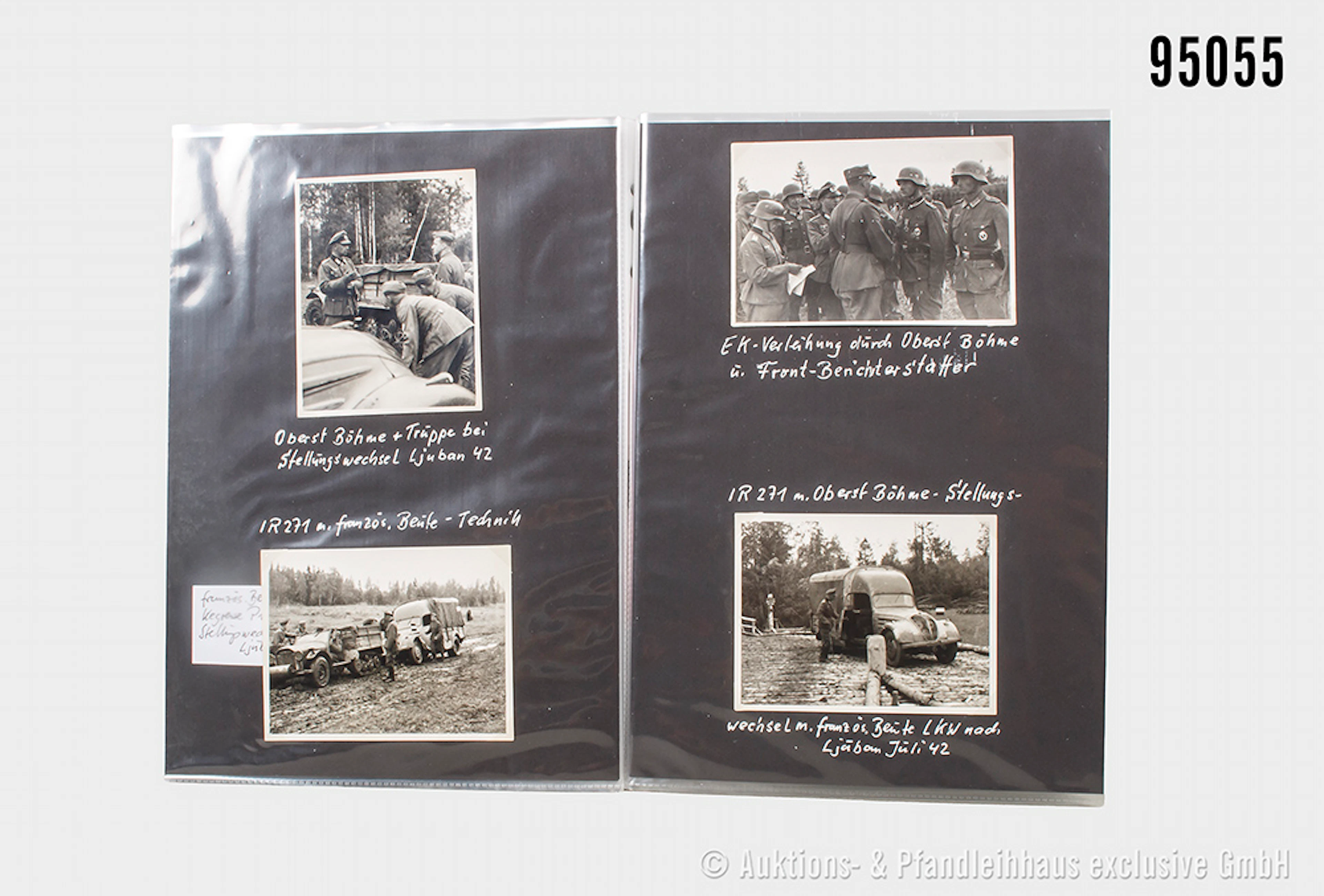 Fotonachlass, lose Fotoalbum-Seiten, Ritterkreuzträger Herbert Böhme