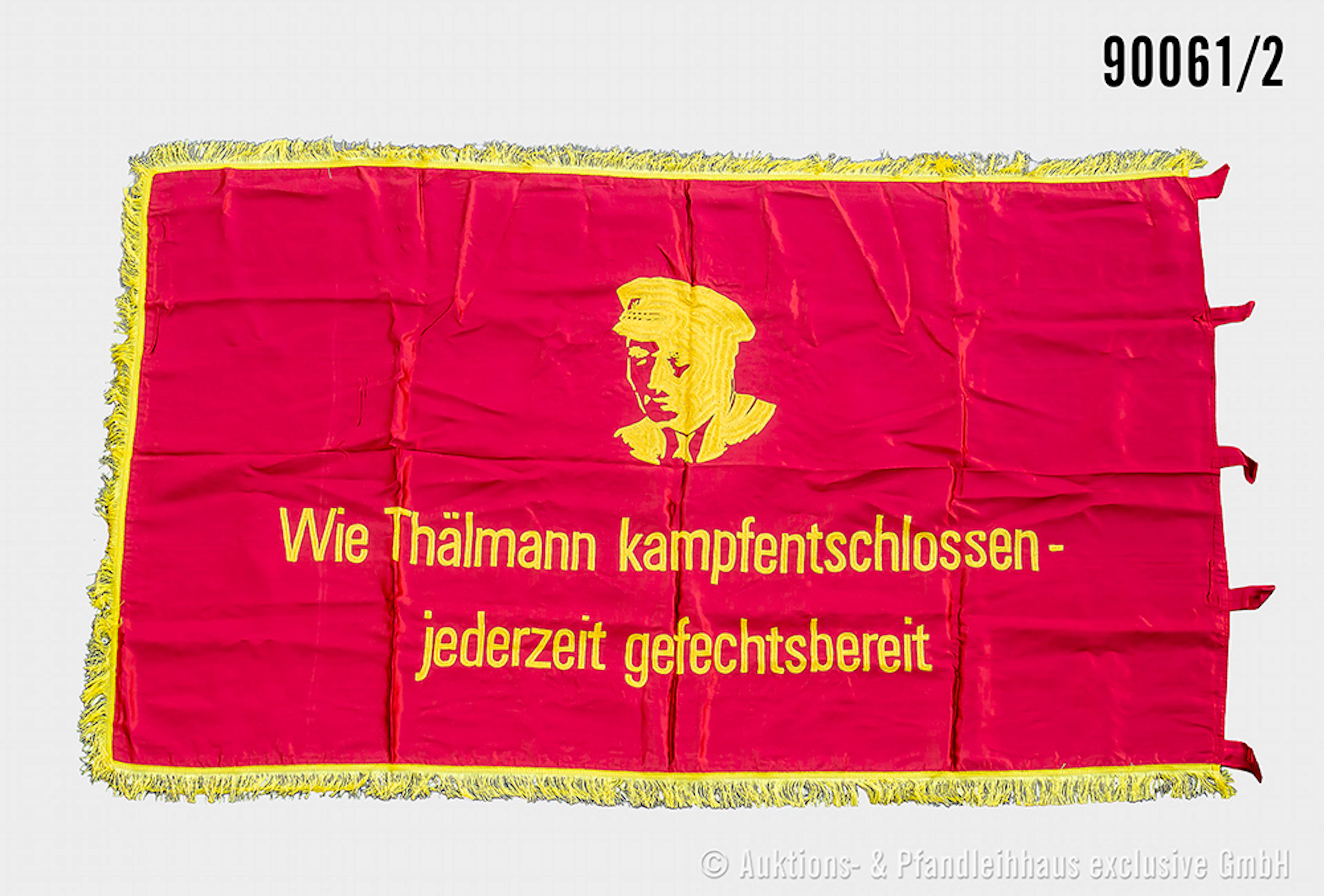 DDR-Fahne NVA mit Fransen, beidseitig bestickt "Ehrenparade der NVA