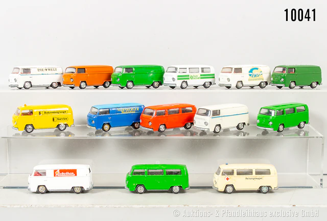 Schuco Modelle, VW T2 Bus, teils unterschiedlicher Werbeaufdruck