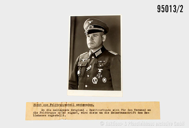 Große Verleihungsurkunde für das Deutsche Kreuz in Gold, 1. Nov. 1943