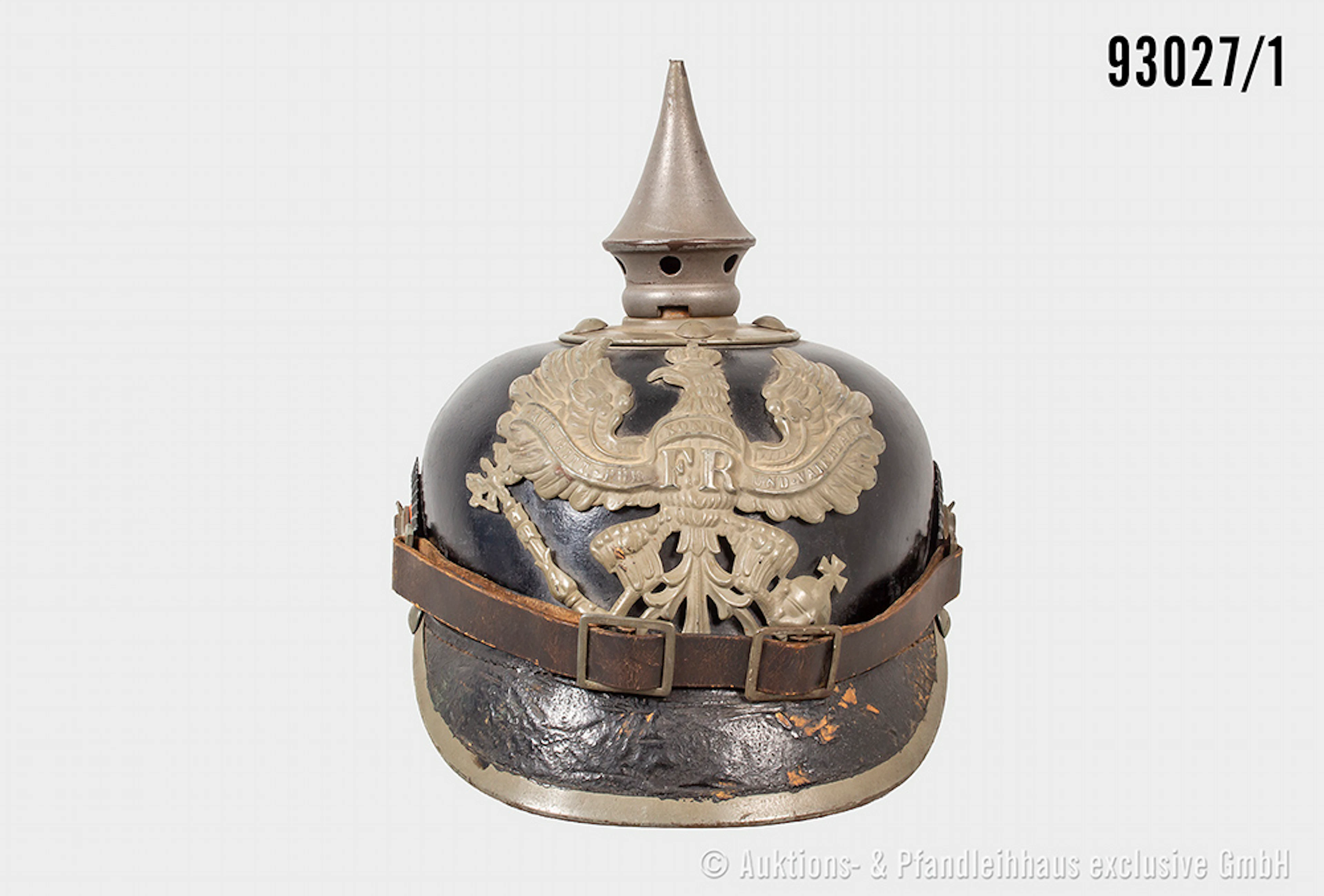 Preußen, feldgraue Pickelhaube für Mannschaften der Infanterie, komplett