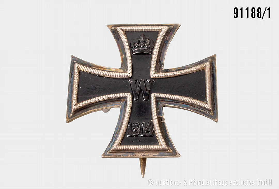 EK 1 1914, Hersteller "KO" unter dem Nadelhaken, guter Zustand mit Altersspuren