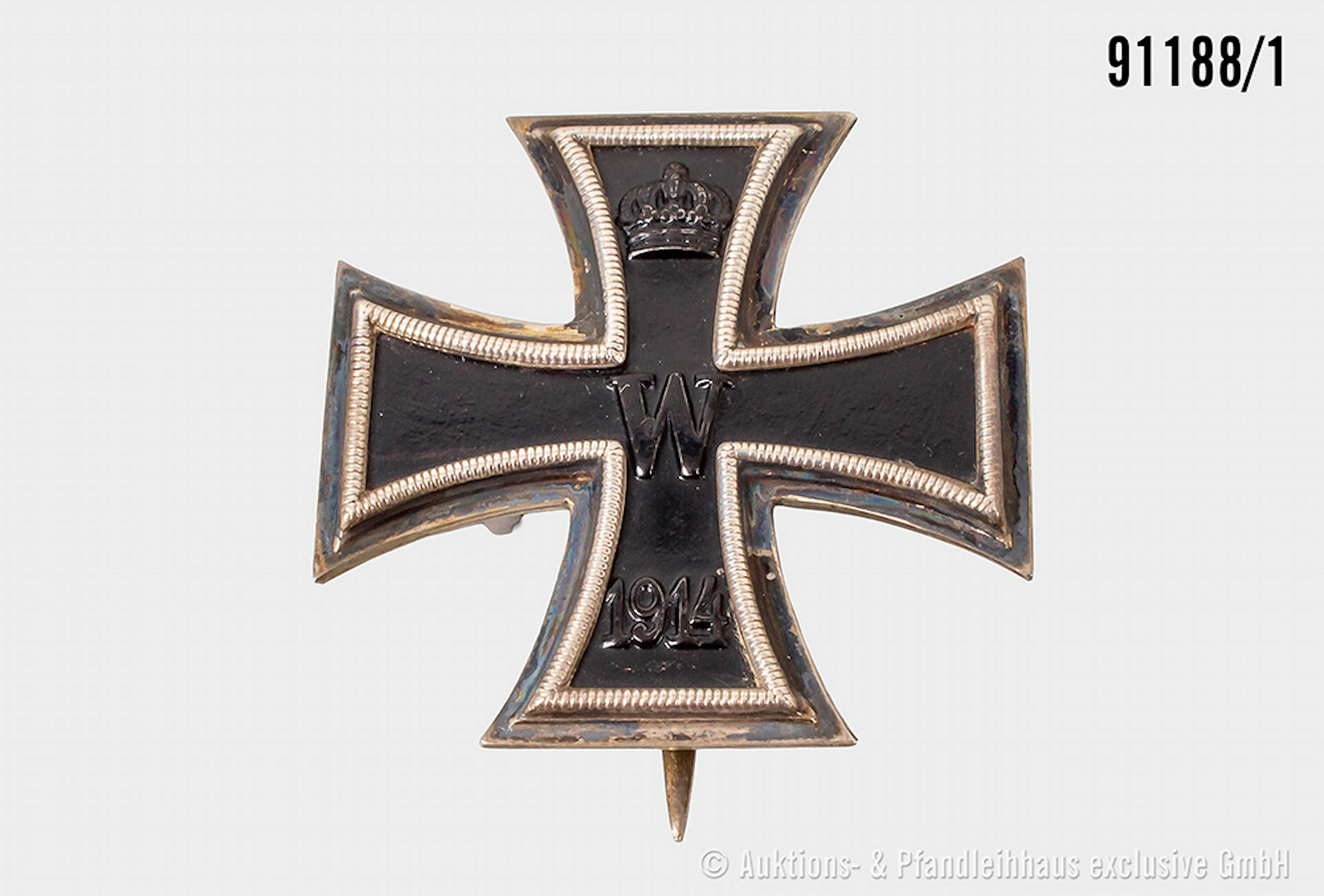 EK 1 1914, Hersteller "KO" unter dem Nadelhaken, guter Zustand mit Altersspuren