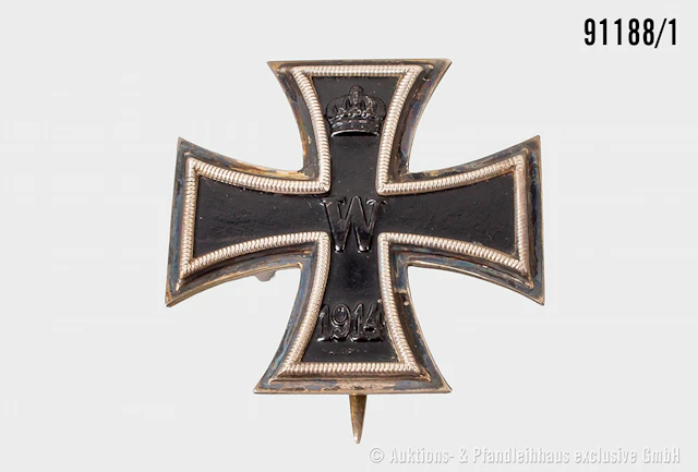 EK 1 1914, Hersteller "KO" unter dem Nadelhaken, guter Zustand mit Altersspuren