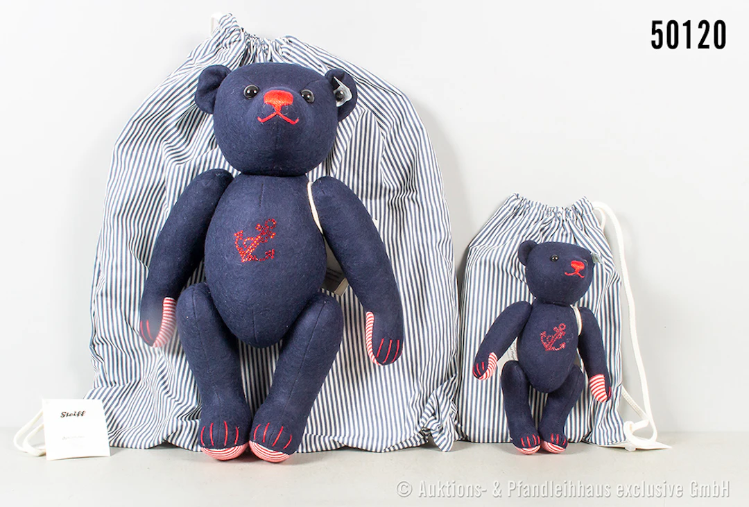 Steiff Teddybären, Filz, groß, KF, Nr. 035630 und klein KF, Nr. 035494