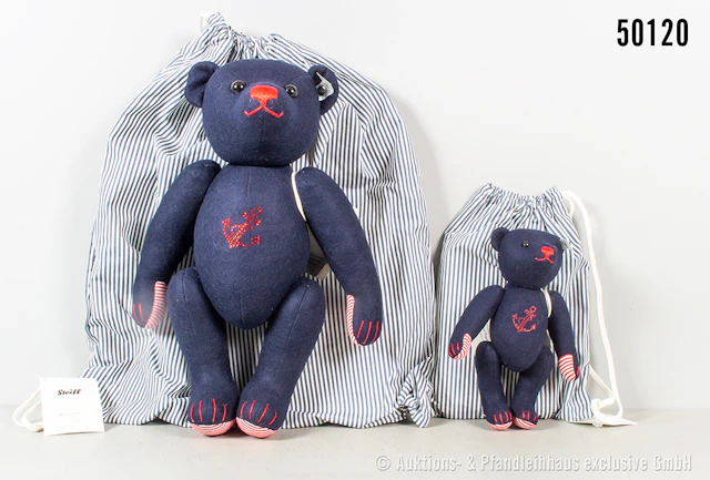 Steiff Teddybären, Filz, groß, KF, Nr. 035630 und klein KF, Nr. 035494