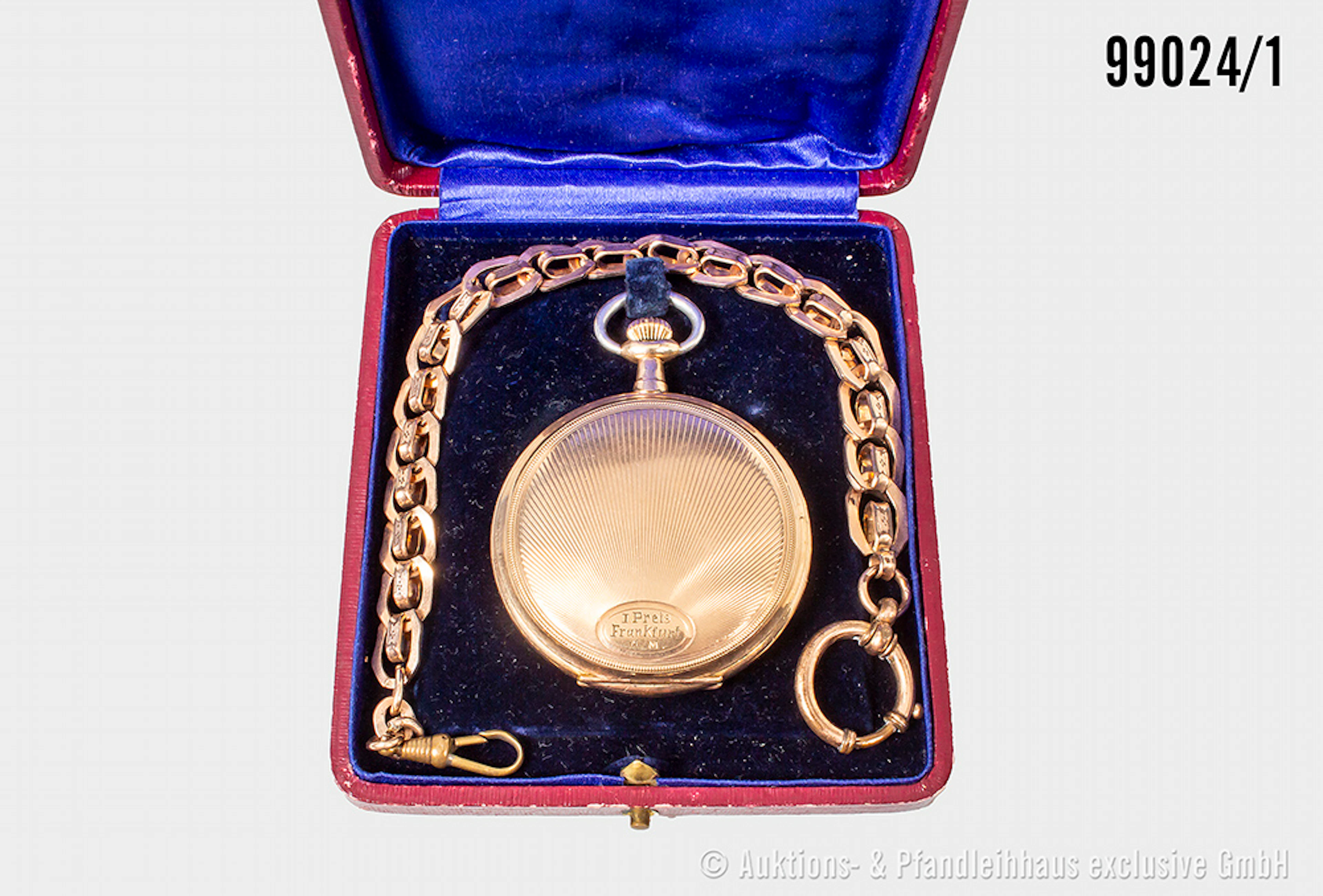 Reitpreis der Kavallerie, goldene Taschenuhr mit 2 Deckeln, beide