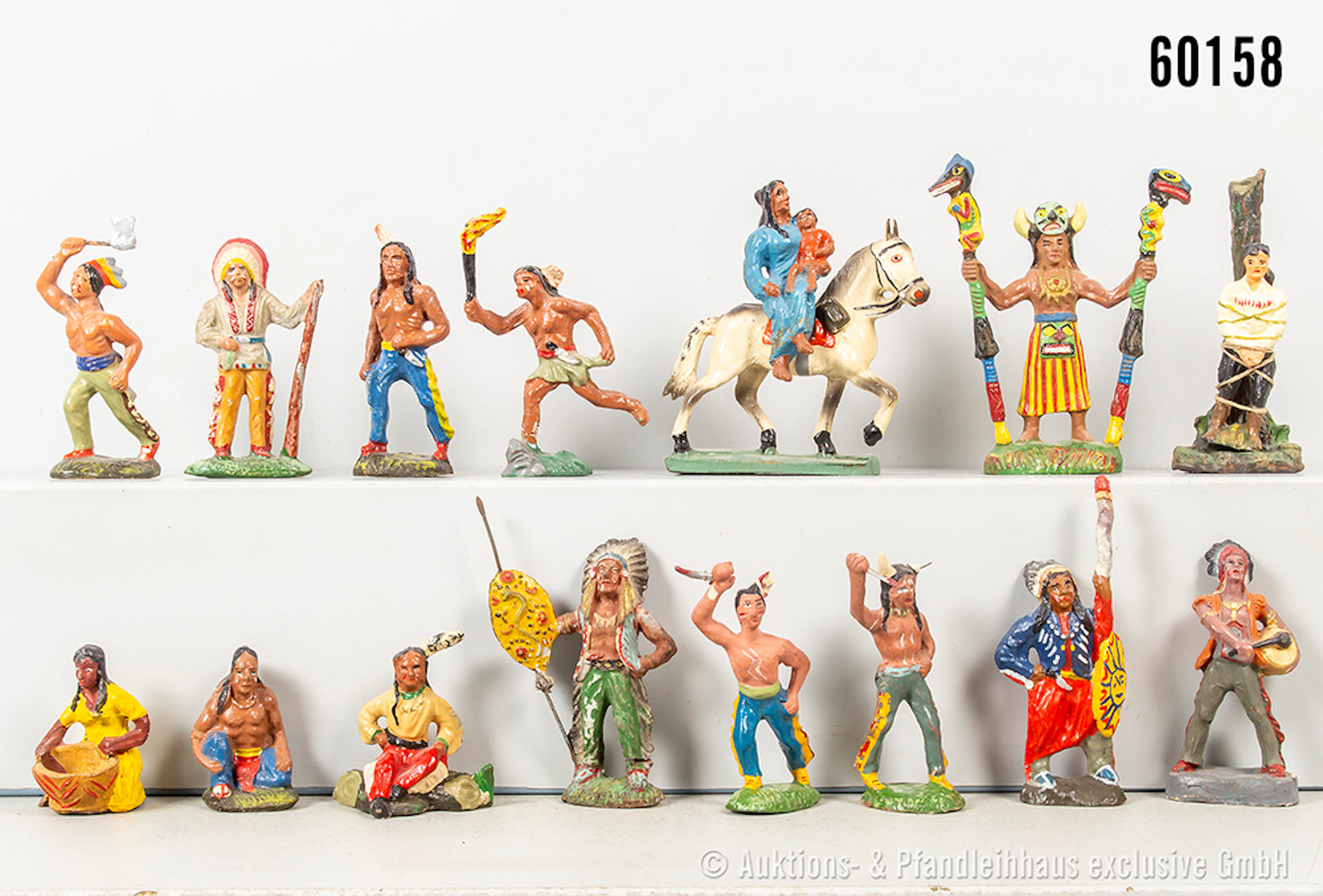 Indianer Figuren, Varianten, Masse, 7 cm, u.a. Fröha, Durso, meist Z 0-1