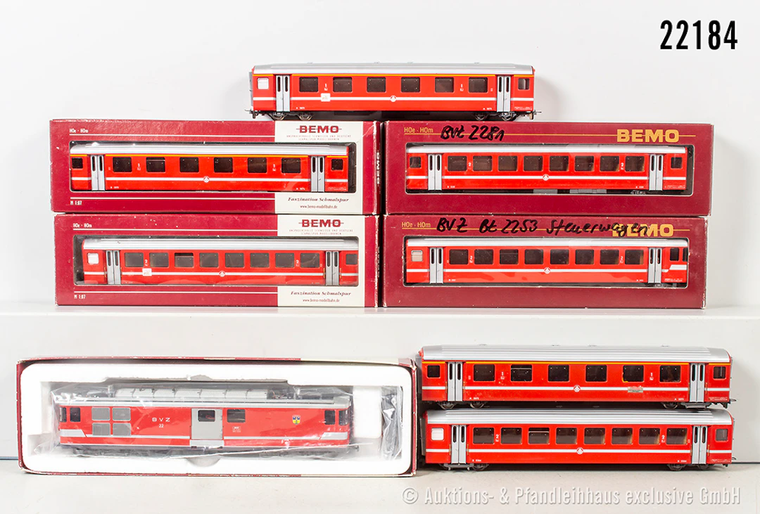 Bemo H0m Personenzug, BVZ: E-Lok DEh 4/4, BN 22 & 7x Wagen, Z 1-3, überw. OVP