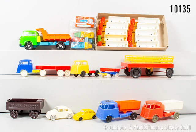 Konv. Modellfahrzeuge, dabei Setpackung VEB 10 Miniatur Lkw W50 Mischfutteraufli