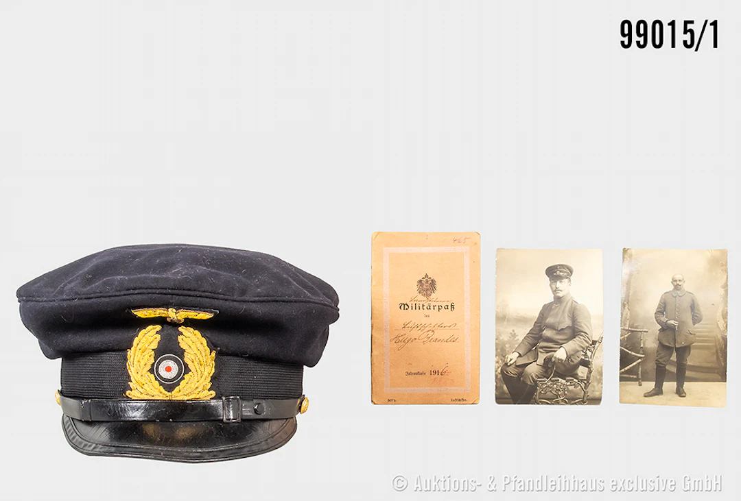 Konv. Verschiedenes, Militärpass eines Luftschiffers 1.WK, 2 Portraits