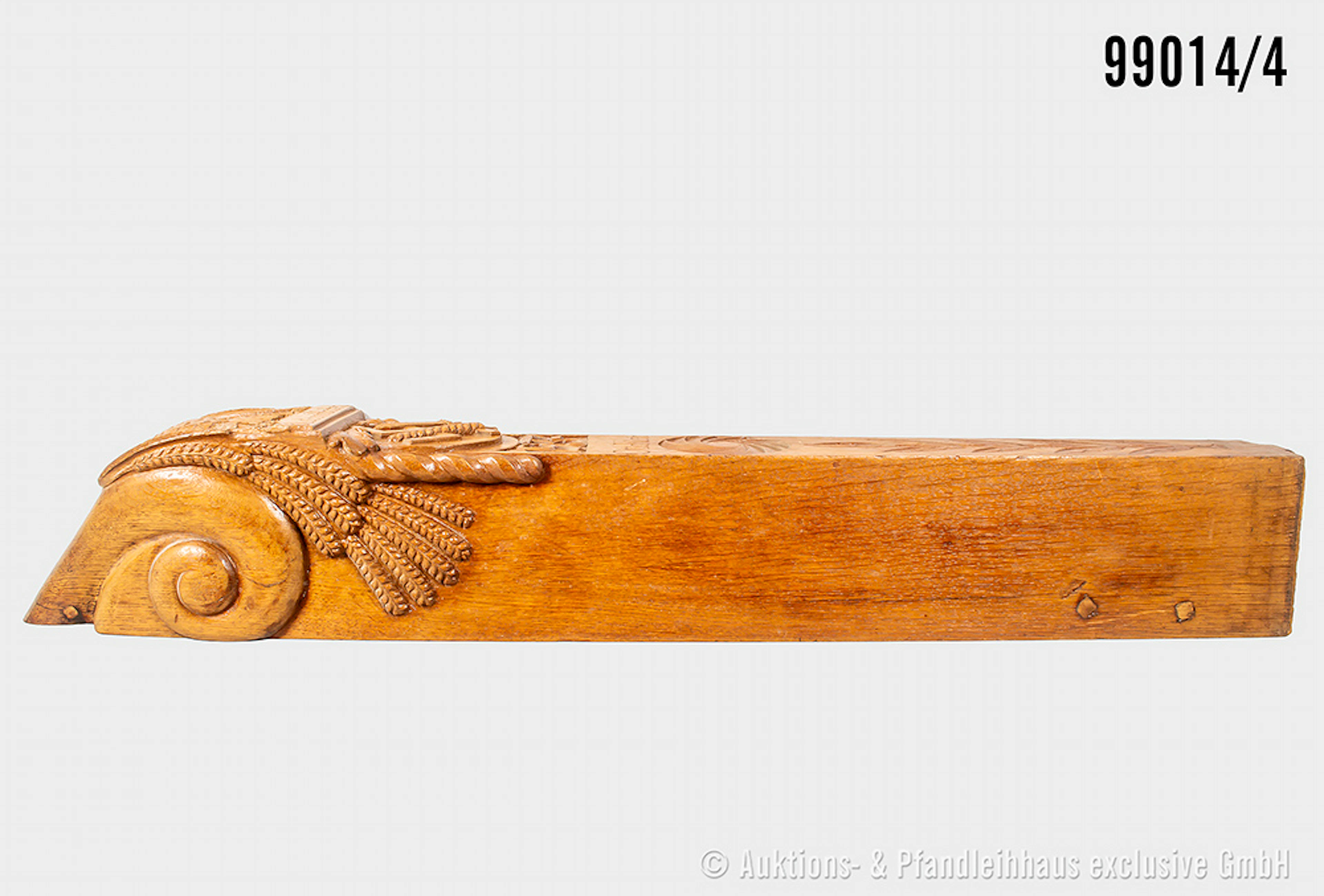Treppenpfosten 3. Reich, geschnitzte Eiche, mit Adler, HK-Symbol vom