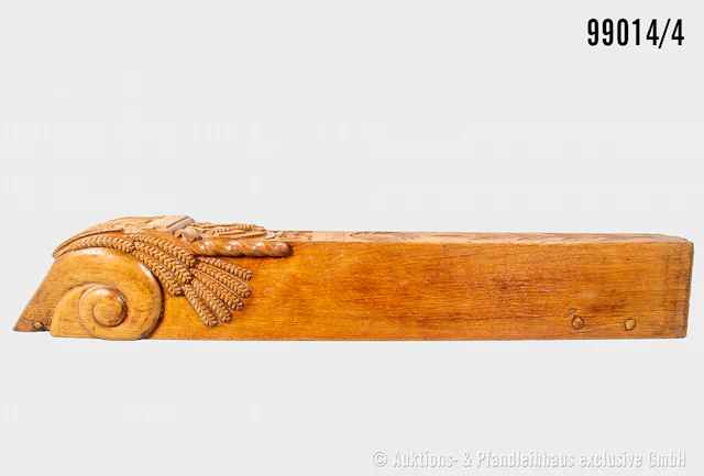 Treppenpfosten 3. Reich, geschnitzte Eiche, mit Adler, HK-Symbol vom