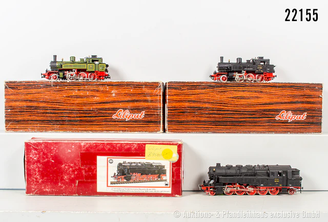 3x Liliput H0 Dampflok, DRG/KPEV: 9102 T9, BN 7367 & 9101, BN 91 1008