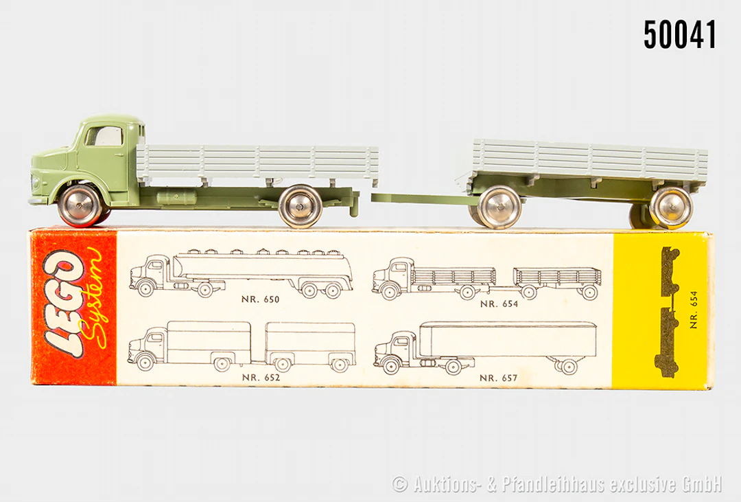 Lego System H0 Modellfahrzeug 654 Mercedes Pritschen-Lkw mit Anhänger