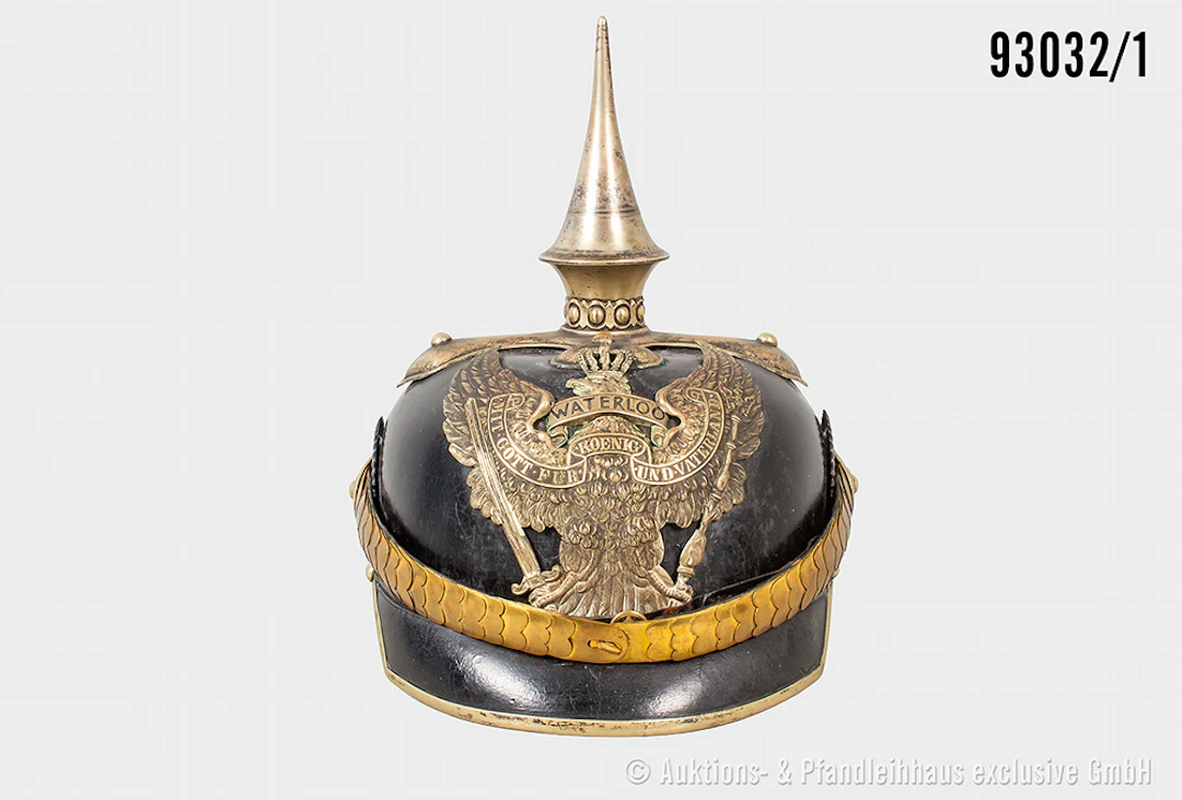 Preußen, Pickelhaube für Fähnriche im Dragoner-Regiment Nr. 16, komplett