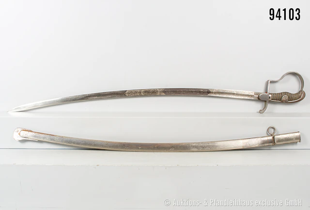 Preußen Artilleriesäbel, beidseitig verzierte Klinge "2. Nass. Feldartill.