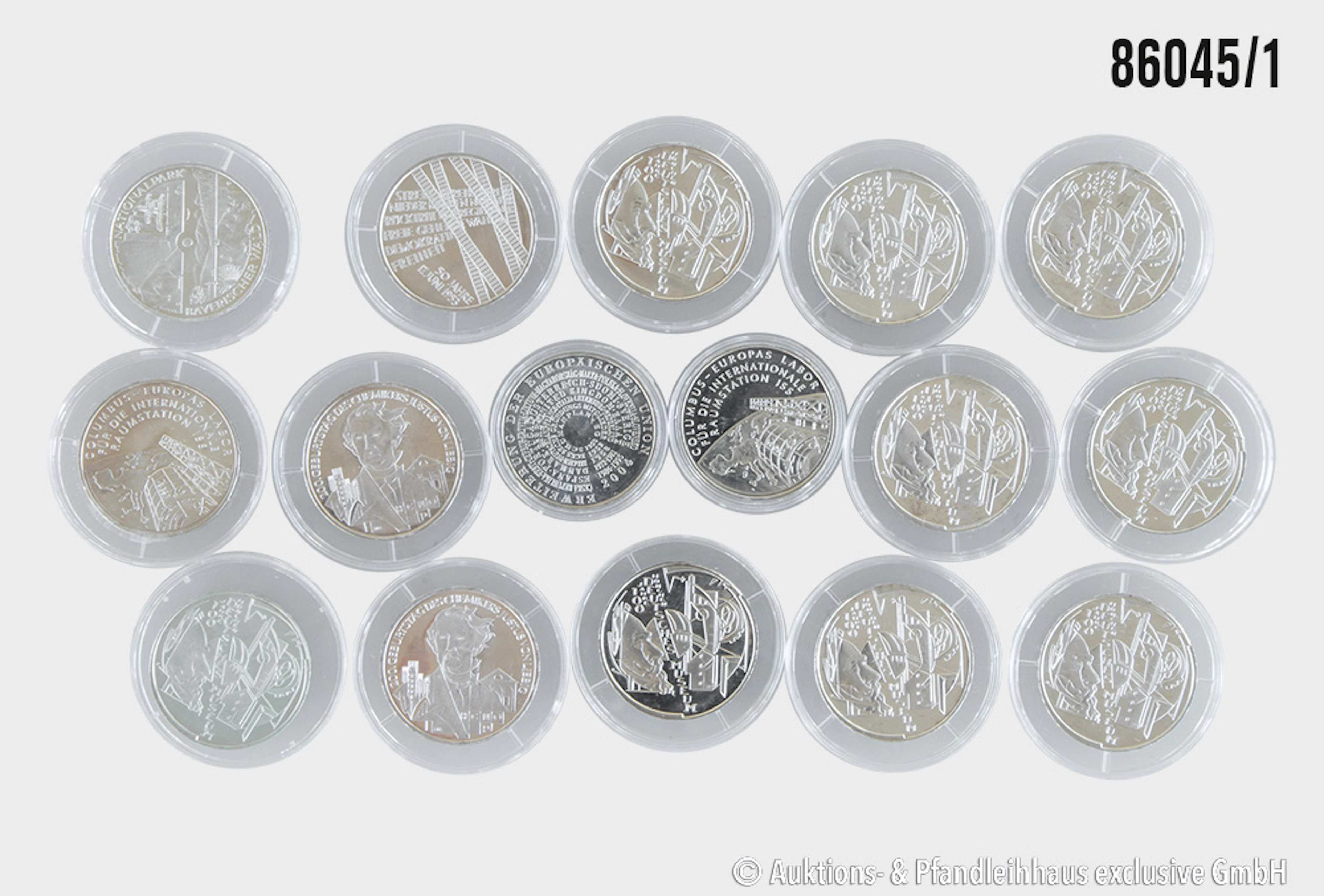 BRD Konvolut 16x 10 Euro, Ausgabe 2003-2005, 6 verschiedene Motive