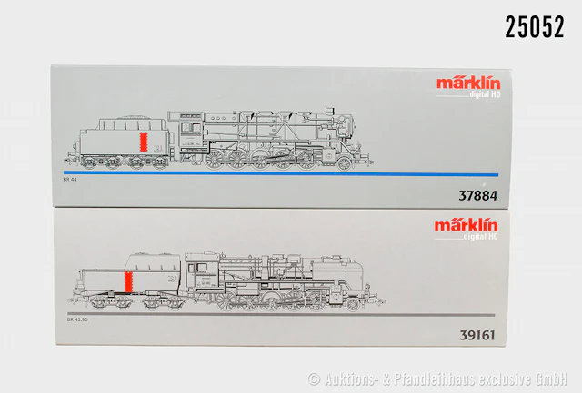 2x Märklin digital H0, Dampflok, DB: 37884, BN 44 308, Rauchsatz