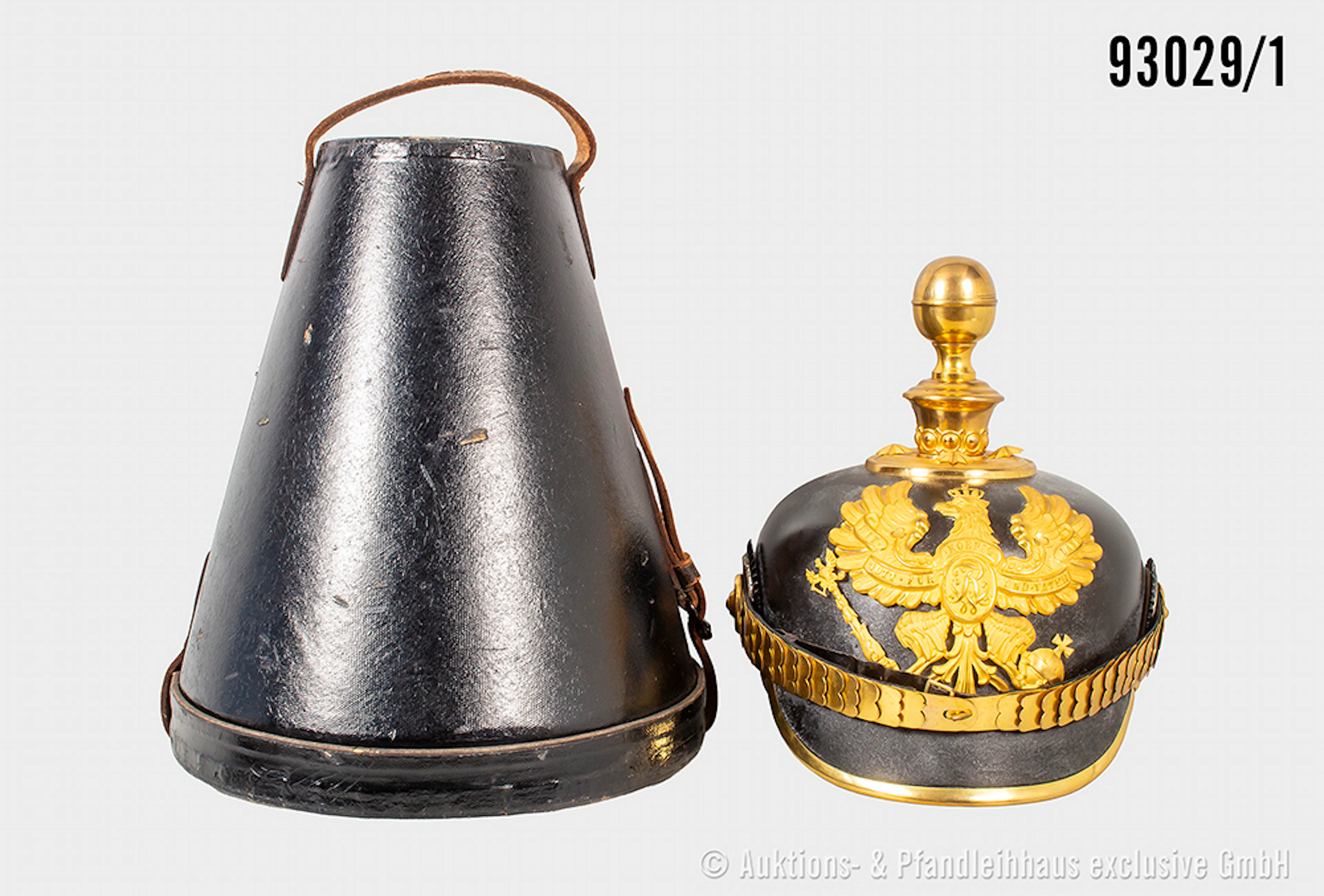 Preußen, Pickelhaube für Offiziere der Fußartillerie, komplett mit
