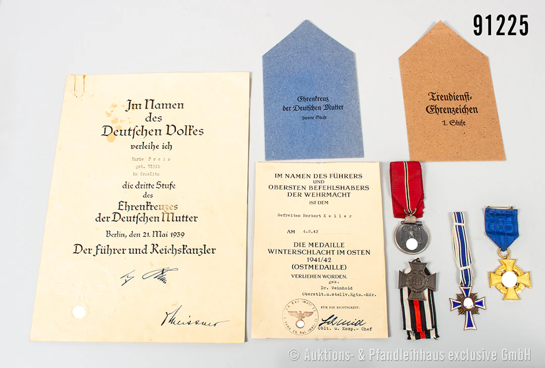 Konv. Mutterkreuz in Bronze, mit dazugehöriger Urkunde von 1939 und