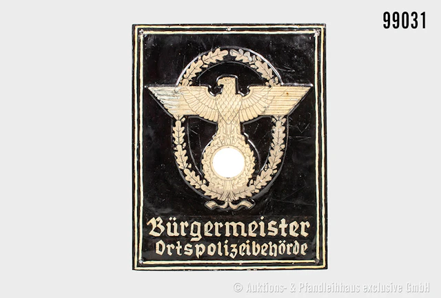 Dienststellen Blechschild Polizei 3. Reich, mit Polizei Hoheitsadler