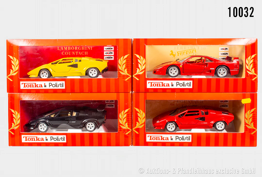 Tonka Polistil Modellautos, Ferrari, Lamborghini und Jaguar, Metall