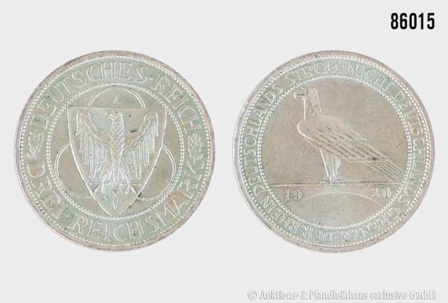 Weimarer Republik 3 Reichsmark 1930 A Der Rhein Deutschlands Strom