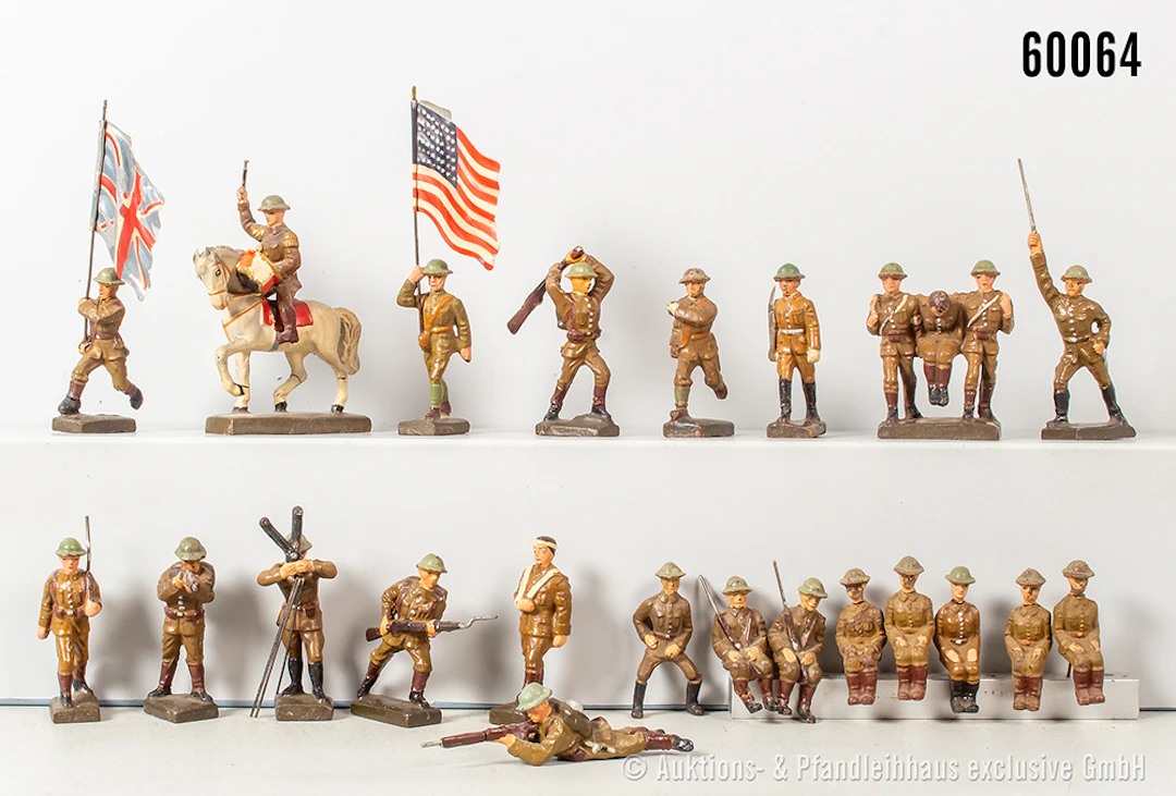 Lineol englische und amerikanische Soldaten, Masse, 6 cm, teils Varianten
