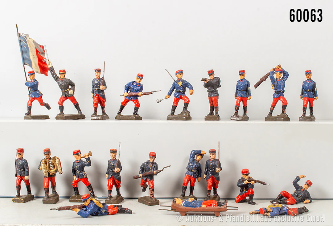 Lineol französische Soldaten, Masse, 6 cm, teils Varianten, meist Z 1-2