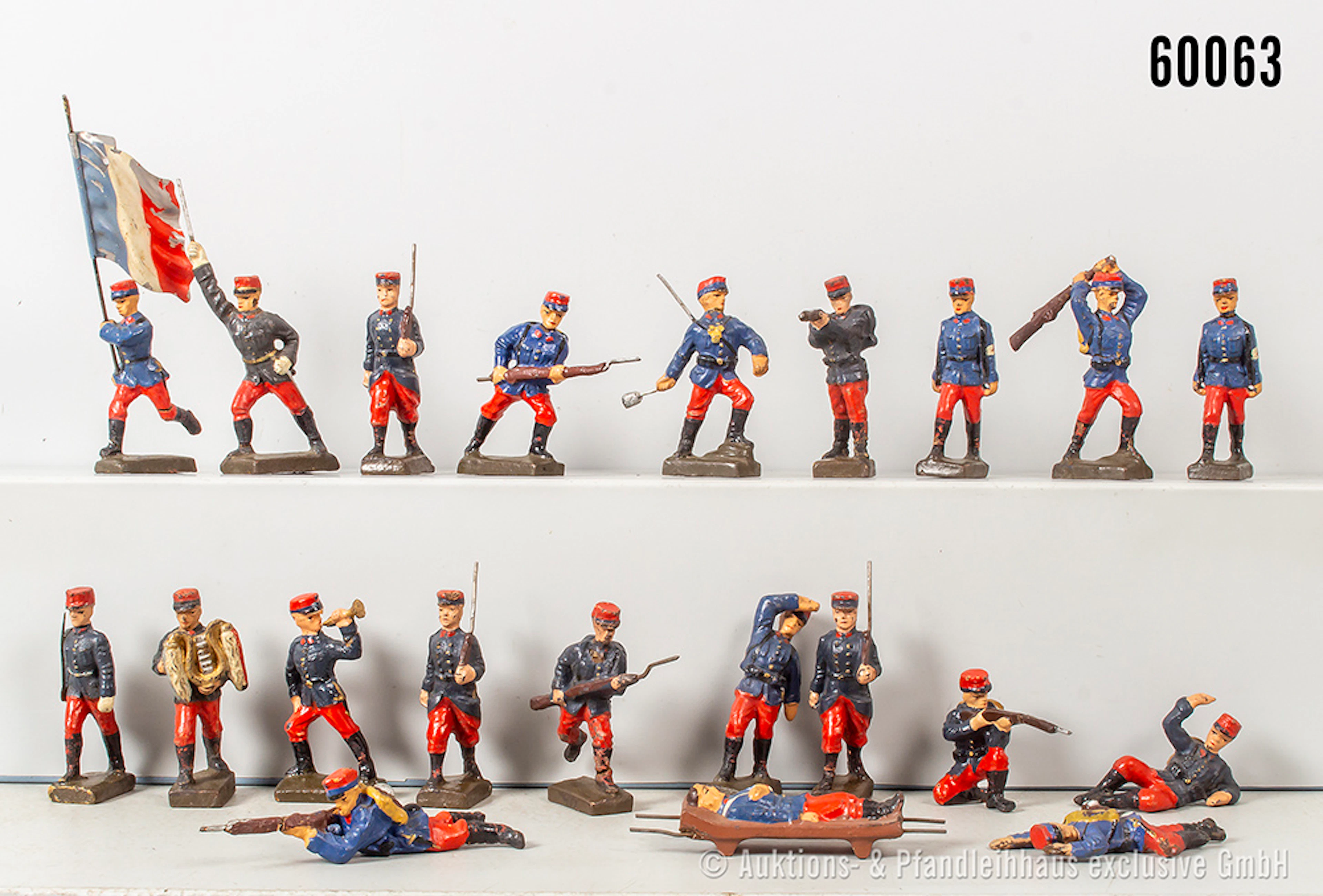Lineol französische Soldaten, Masse, 6 cm, teils Varianten, meist Z 1-2