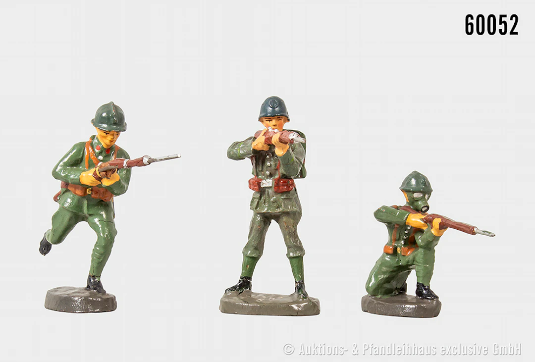 Elastolin italienische Figuren, Masse, 7 cm, 1 x Gewehr etwas beschädigt
