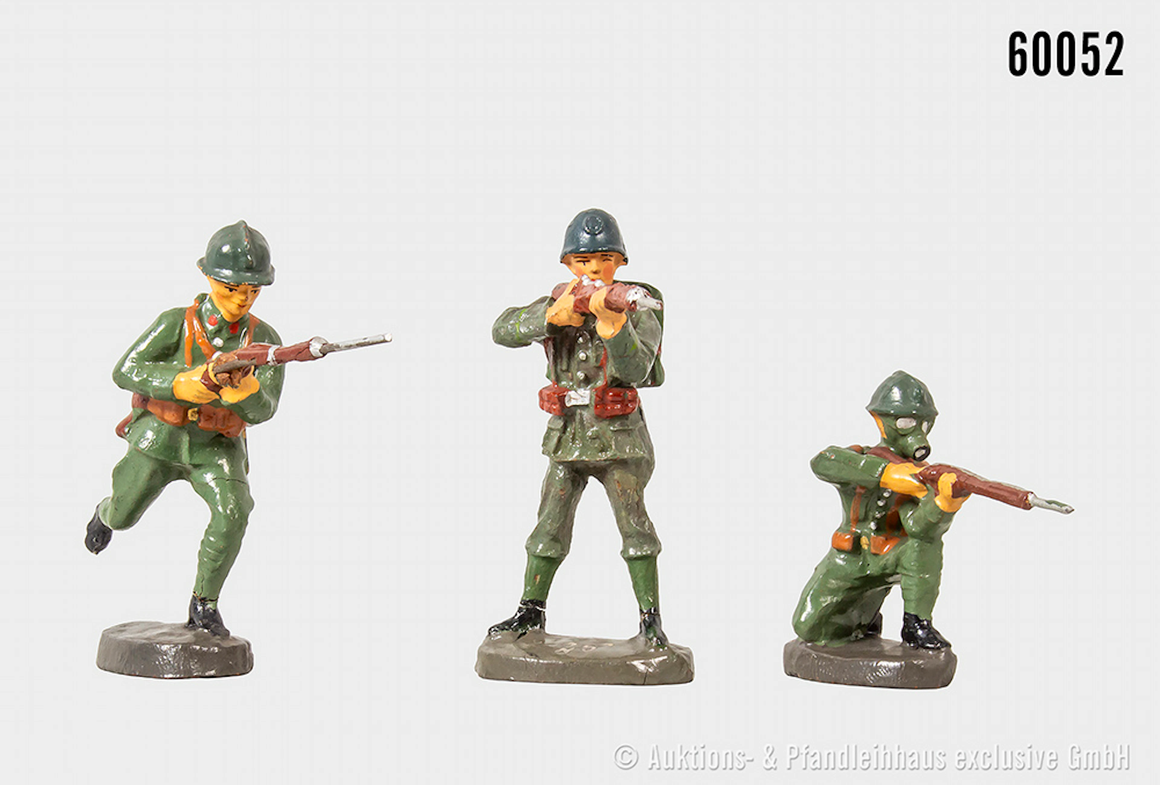 Elastolin italienische Figuren, Masse, 7 cm, 1 x Gewehr etwas beschädigt