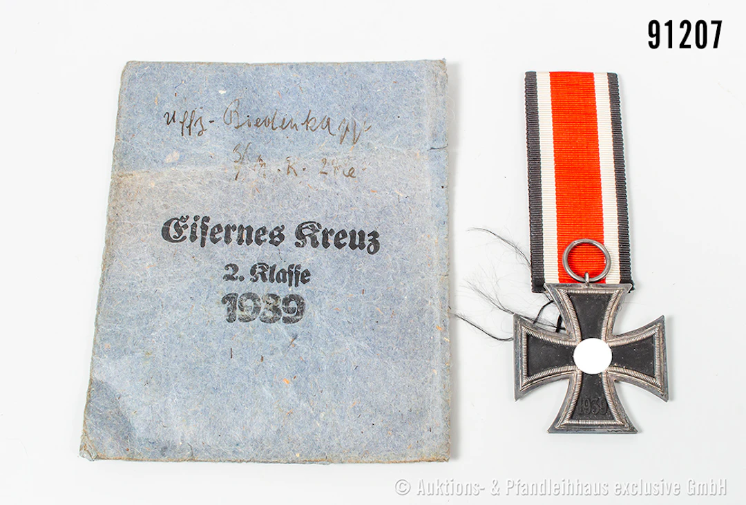 EK 2 1939, ungemarktes Klein & Quenzer Stück mit Verleihungstüte "Klein