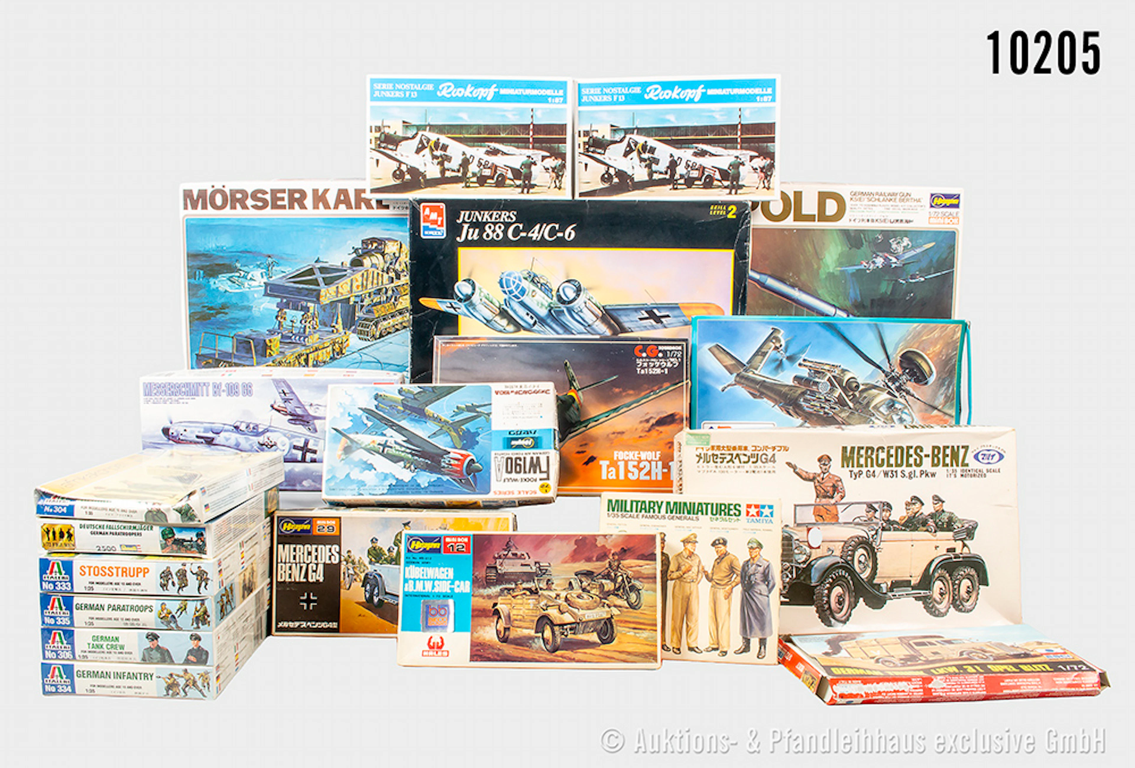 Bausätze Militärmodelle und Figuren, dabei Hasegawa, Ertl, Roco Minitanks