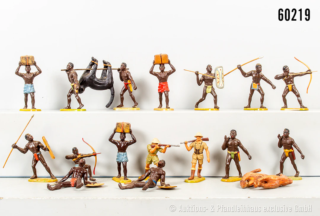 Elastolin Figuren der Großwildjagd, Kunststoff, 7 cm, meist Z 0-1
