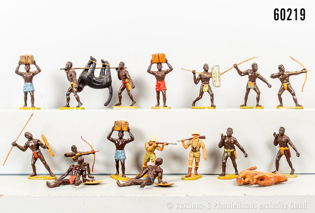 Elastolin Figuren der Großwildjagd, Kunststoff, 7 cm, meist Z 0-1