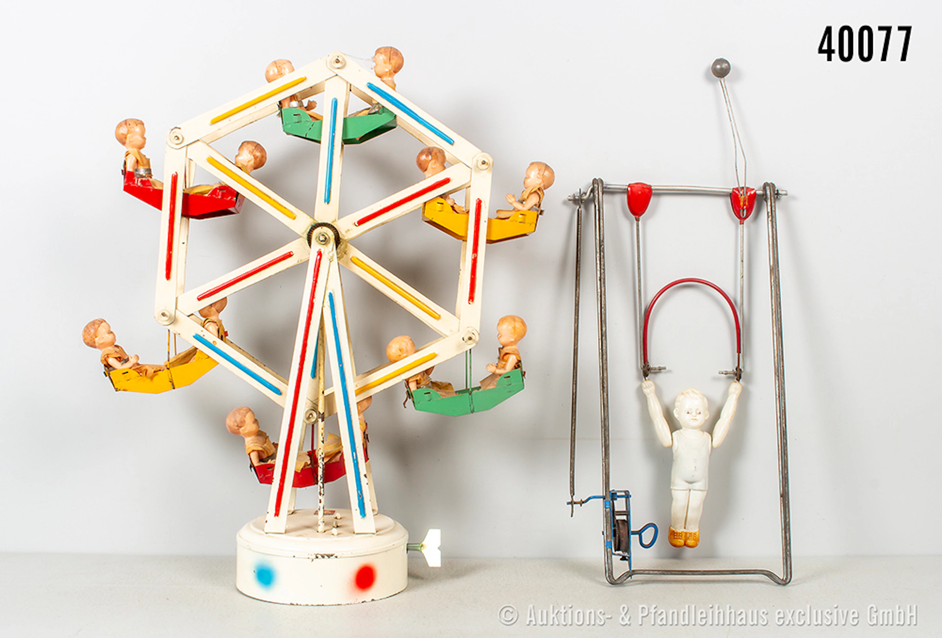 JML Riesenrad mit Püppchen Frankreich und Trapez, Metall/ Figur Celluloid