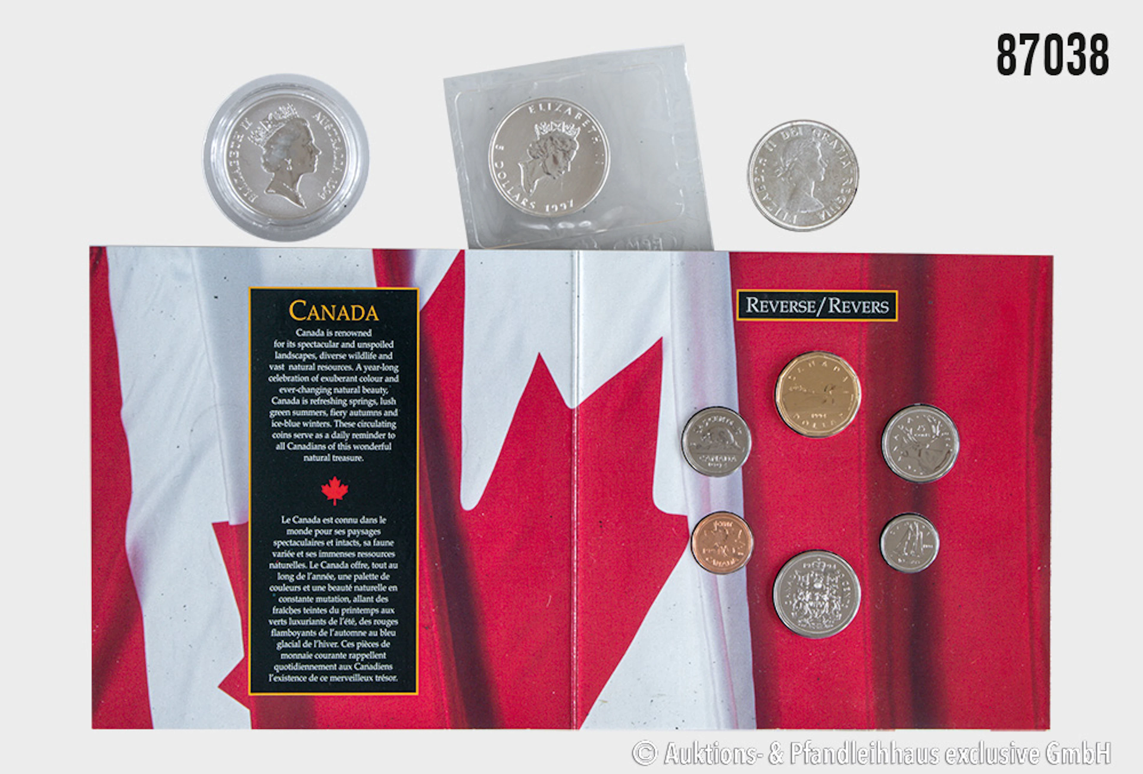 Kanada / Australien Konvolut 9 Münzen, 1x KMS 1994 unzirkuliert v.