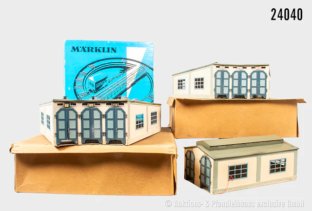 Märklin H0: 7186 Drehscheibe & 2x 411B 3-tlg. Ringlokschuppen & Zweiständiger