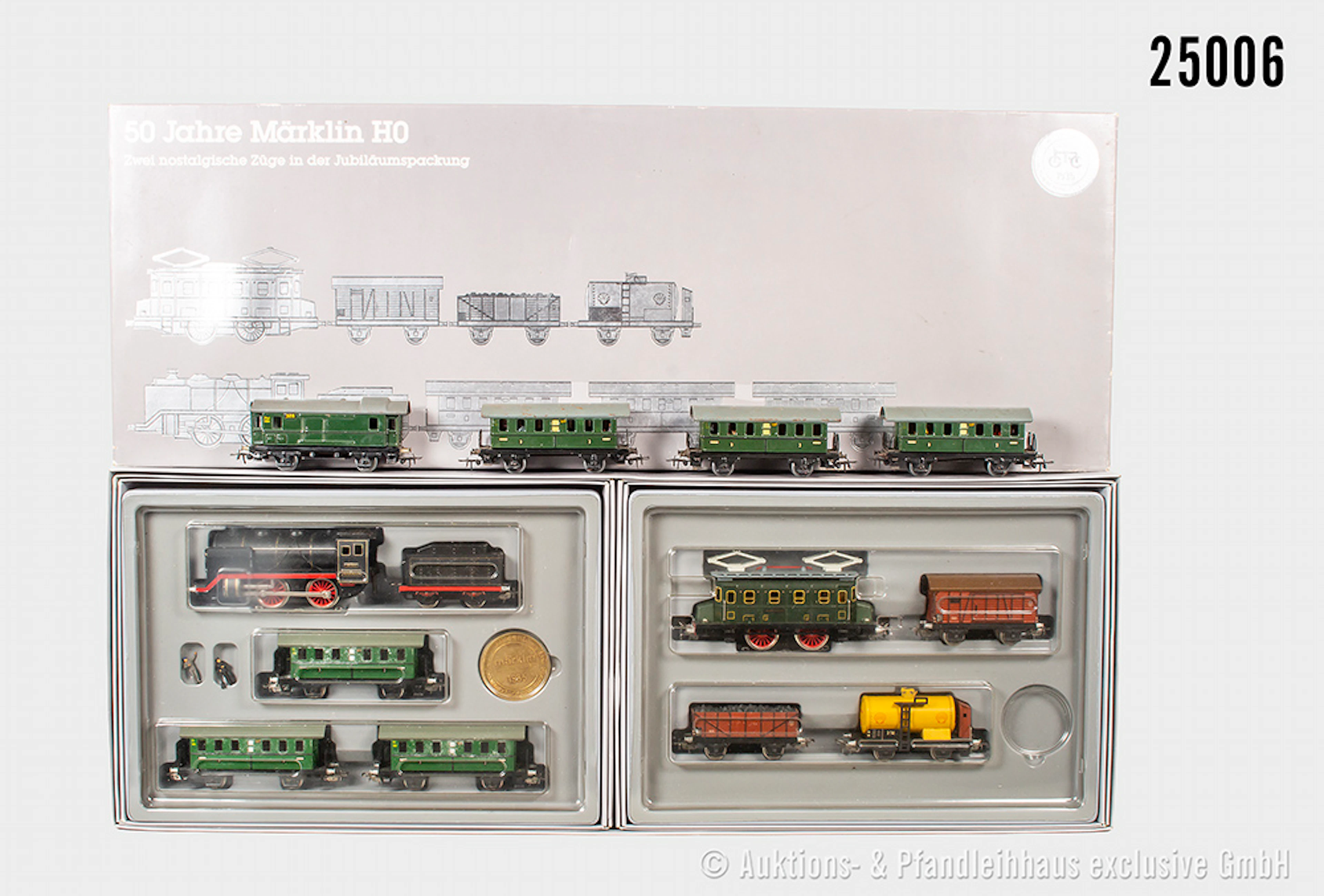 Märklin H0: 0050 Zug-Set "50 Jahre Märklin H0" & 4 Wagen - 3x 327
