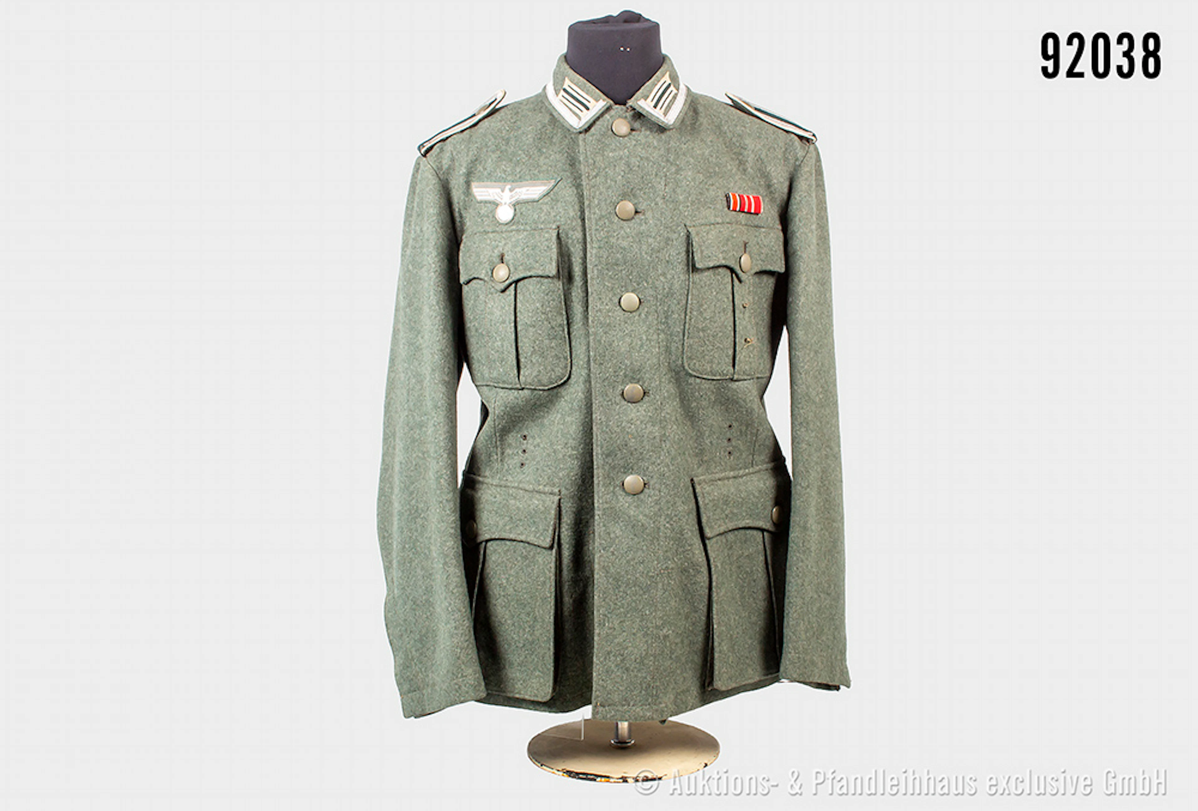 Feldbluse Unteroffizier Infanterie, komplett mit Effekten, Kammerstempel