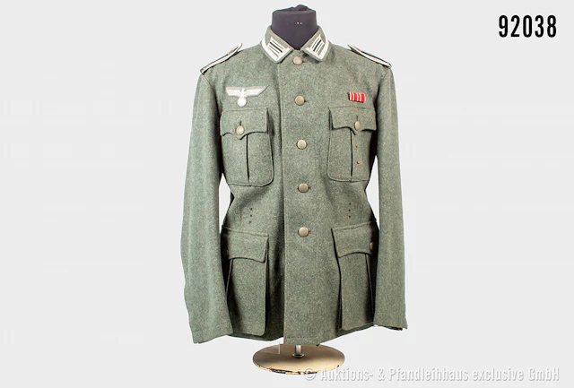 Feldbluse Unteroffizier Infanterie, komplett mit Effekten, Kammerstempel