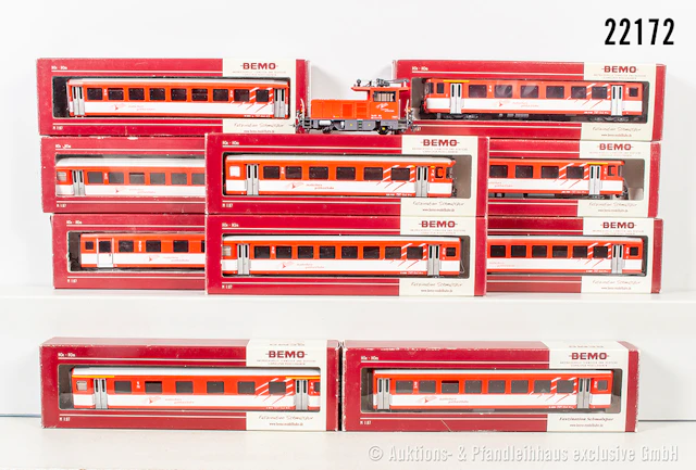 Bemo H0m Personenzug: E-Lok, MGB, Tea 2/2, BN 801 & 10 Wagen, Z 1-3, 10x OVP