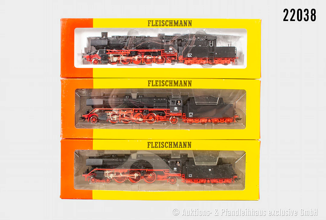 3x Fleischmann H0 Dampflok, DB: 4175/92, BN 50 411 & 4130, BN 41270